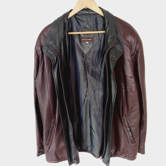 Johnson & Murphy Men's Leather Jacket Brown w/Forest Green Collar/Lining Size 42 - Picture 5 of 10